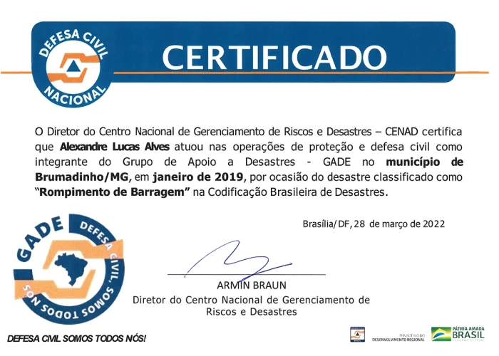Certificado_RompimentoBarragem_BrumadinhoMG_2019